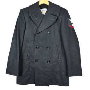 US Navy Peacoat Mens 38L Black DSCP Quarterdeck Collection Patch Sterlingwear